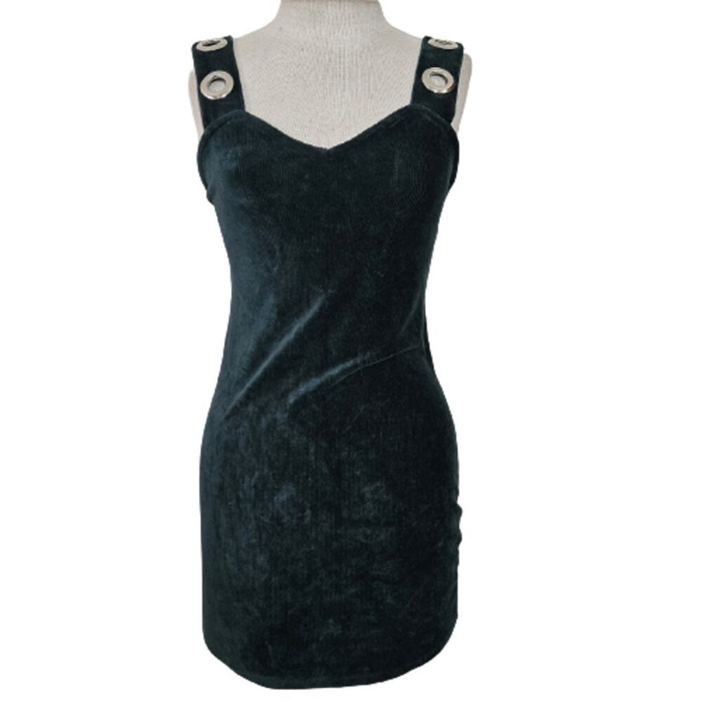 Green Velvet Sleeveless Mini Dress Size XS